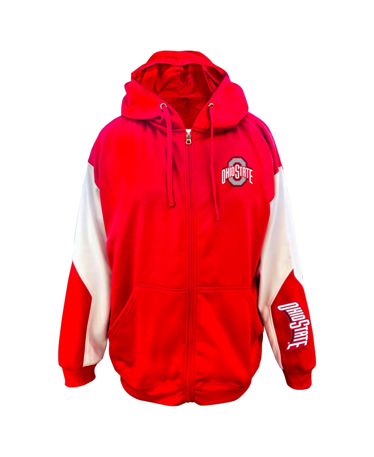 Men's Big & Tall Profile Scarlet Ohio State Buckeyes Sleeve Block Full-Zip Hoodie