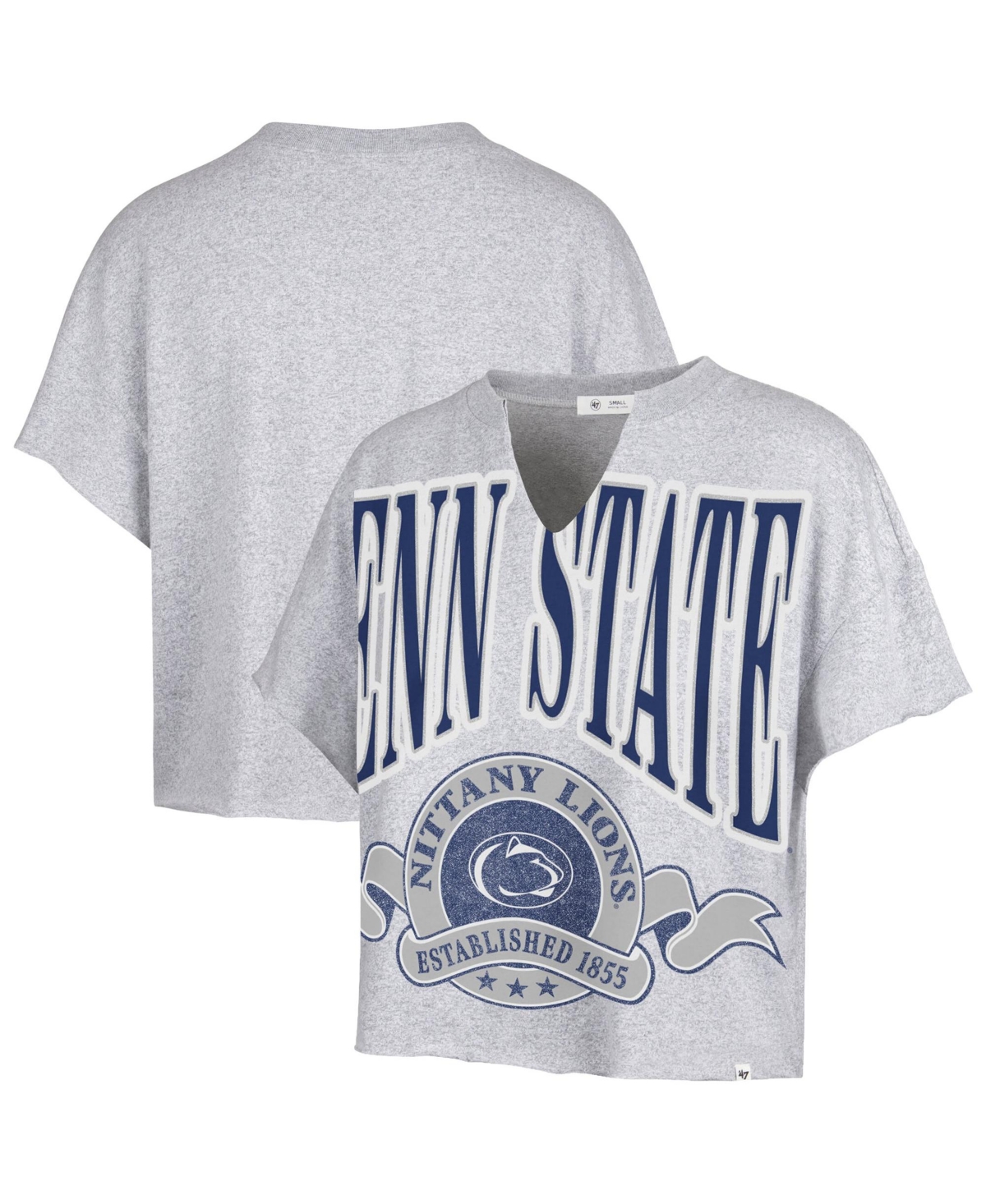 '47 Brand Women's Gray Penn State Nittany Lions Banners Out Oversized Notch-Neck T-Shirt - Gray
