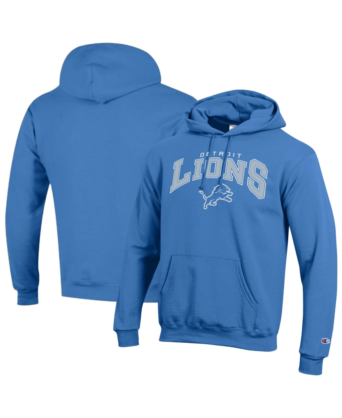 Champion Men's Blue Detroit Lions Power Blend Arch over Logo Hoodie - Blue