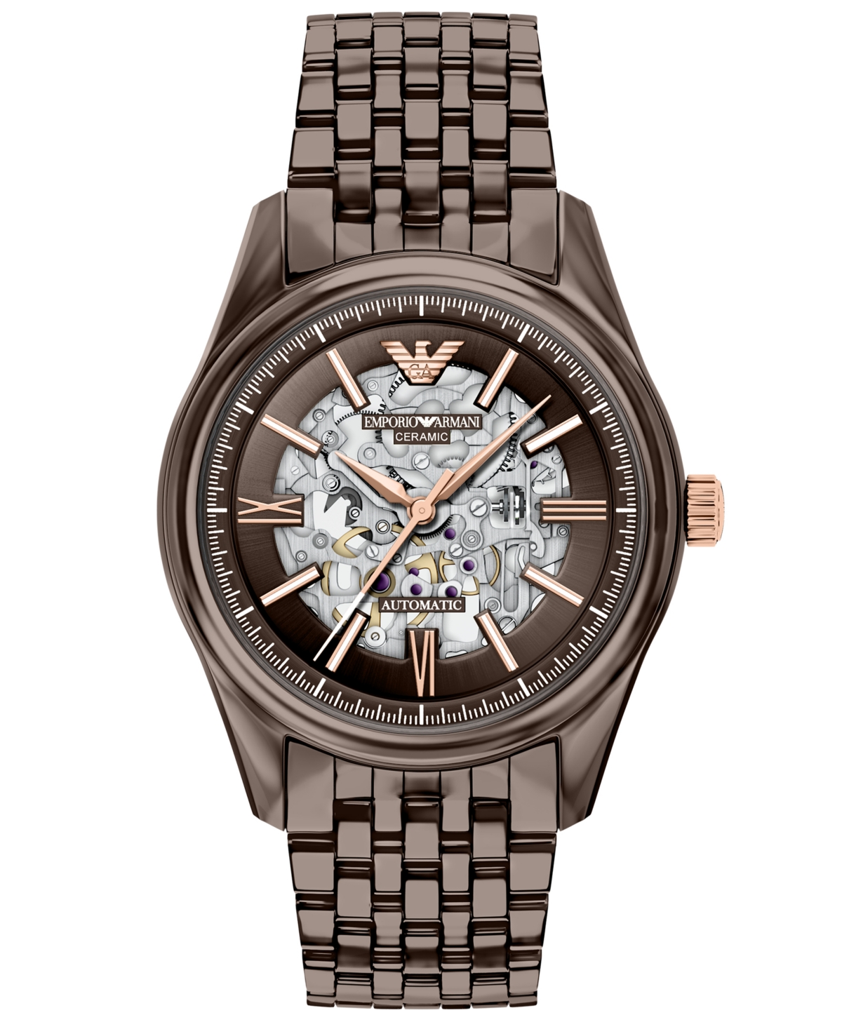 Emporio Armani Men's Automatic Brown Ceramic Watch, 43mm