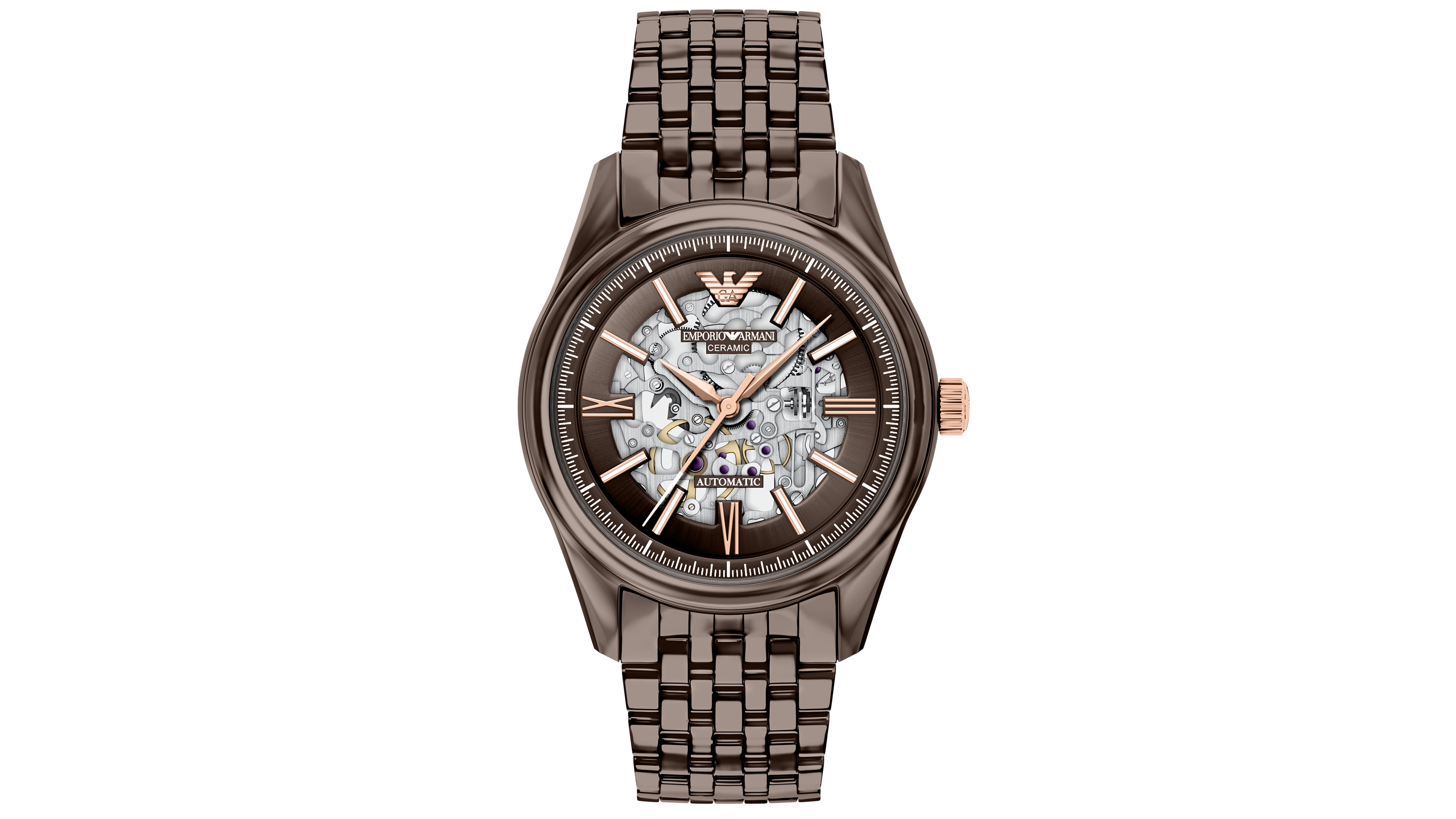 Emporio Armani Men's Automatic Brown Ceramic Watch, 43mm