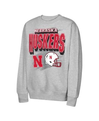 Big Boys and Girls Heather Gray Nebraska Huskers Wild Card Fleece Sweatshirt