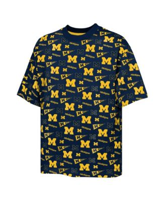 Big Boys and Girls Navy Michigan Wolverines Scramble All Over Print T-Shirt