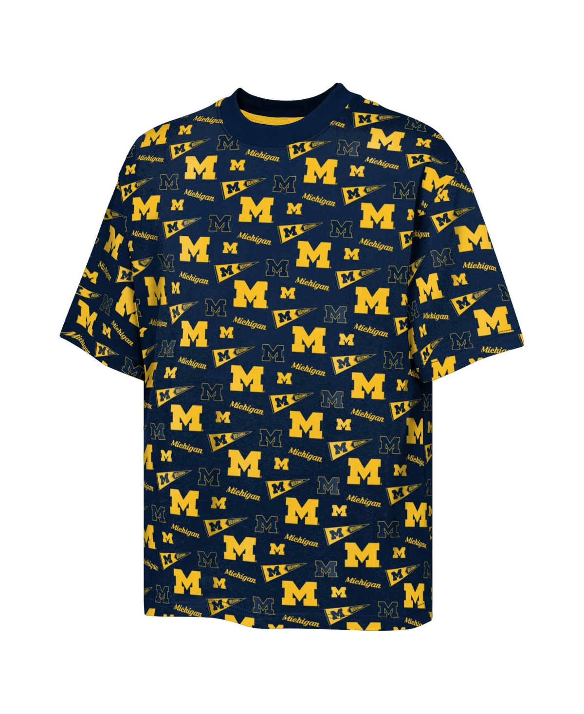 Big Boys and Girls Outerstuff Navy Michigan Wolverines Scramble All Over Print T-Shirt