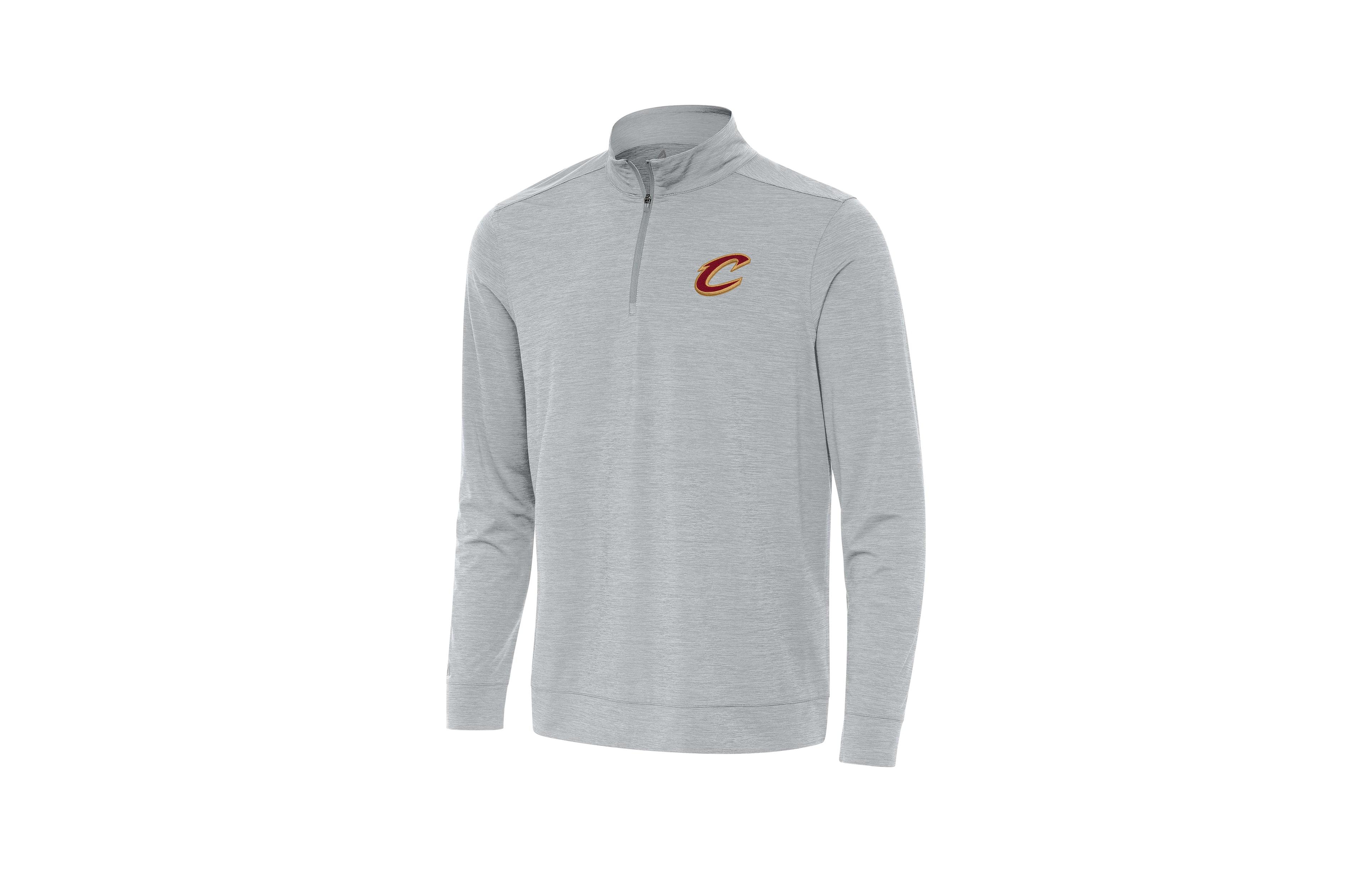 Men's Antigua Heather Gray Cleveland Cavaliers Bright Quarter-Zip Top