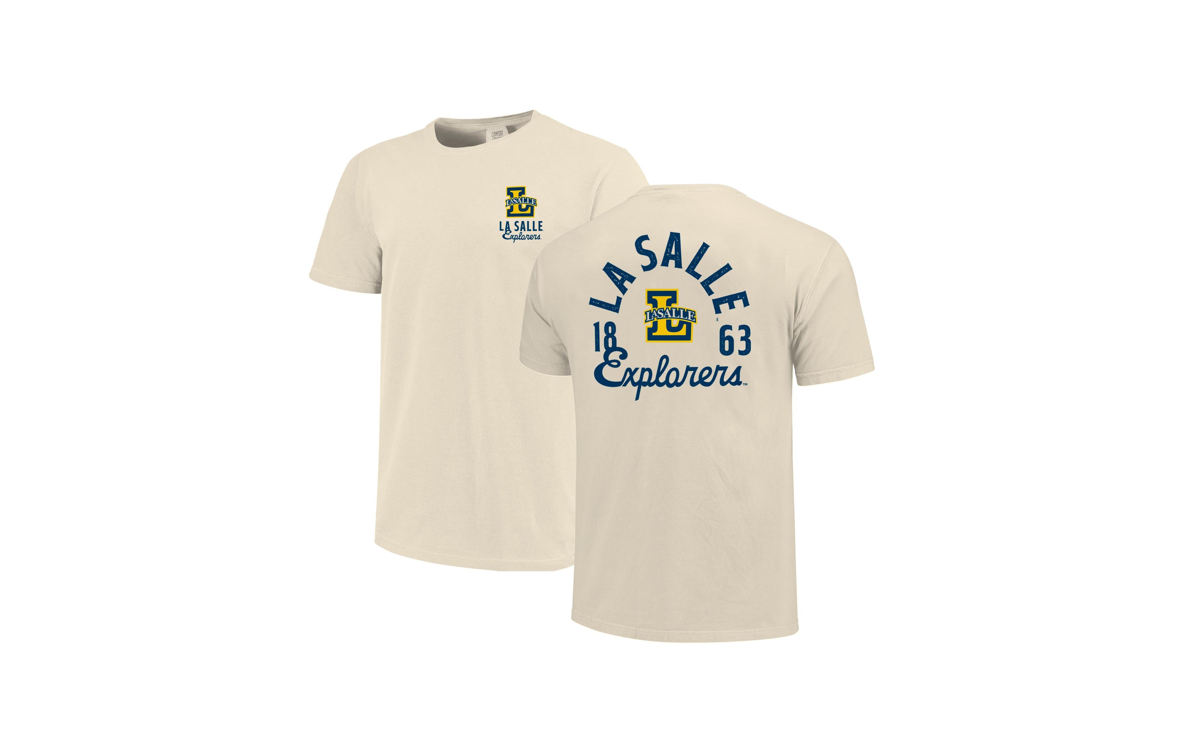 Image One Men's Cream La Salle Explorers Comfort Colors Mascot Overlay T-Shirt