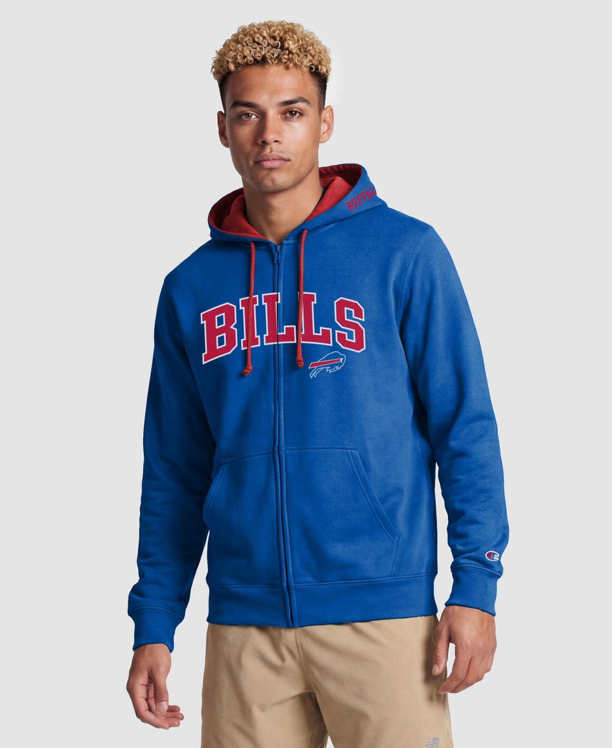 Men's Champion Royal/Red Buffalo Bills Full-Zip Hoodie - Royal, Red