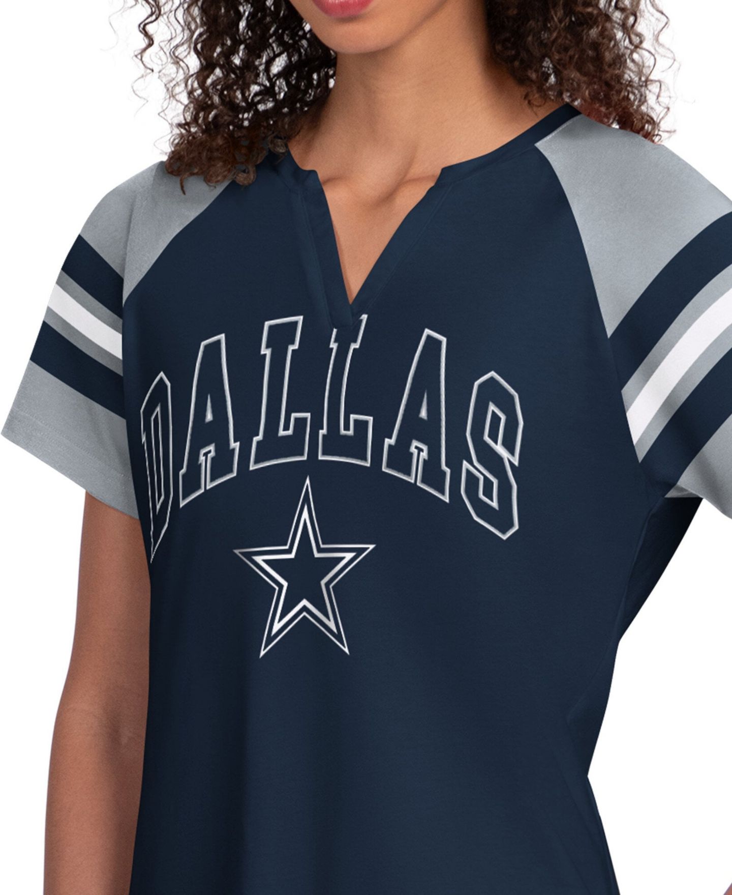 Женская футболка Starter Navy Dallas Cowboys Game On Notch Neck — фото 2