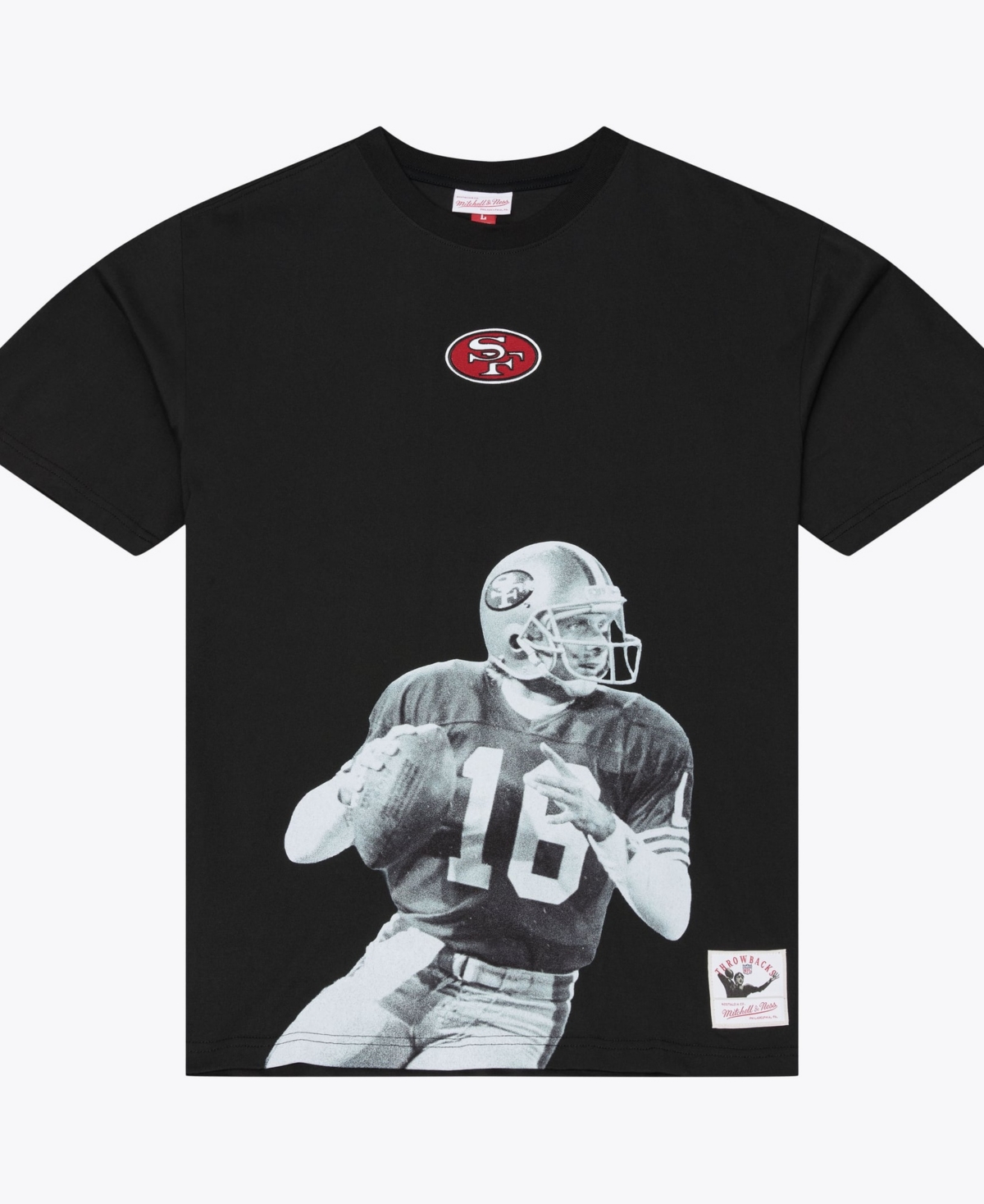 Men's Mitchell & Ness Joe Montana Black San Francisco 49ers Retired Solo Player T-Shirt