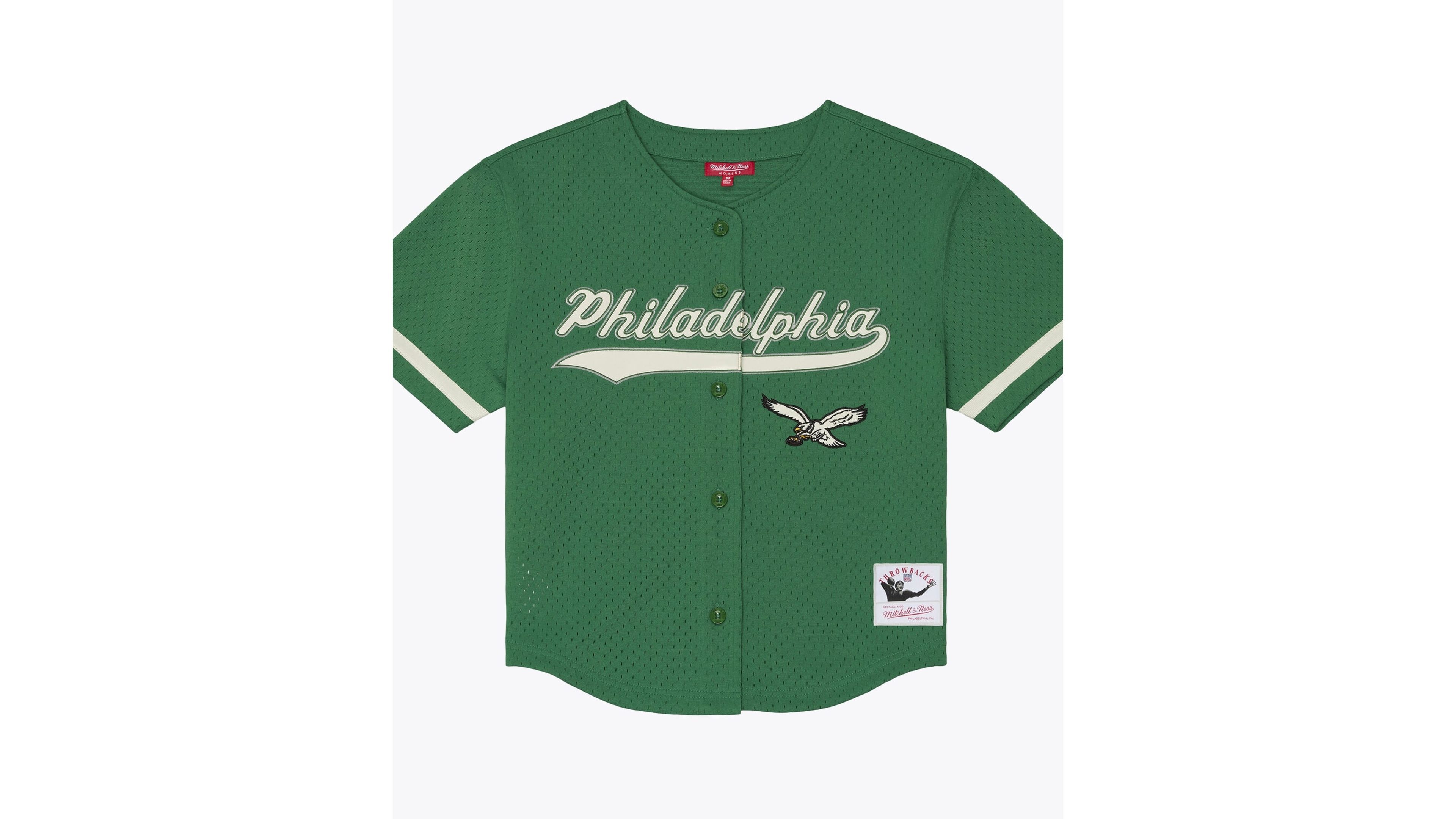Women's Mitchell & Ness Kelly Green Philadelphia Eagles Retro Roots Baseball Jersey