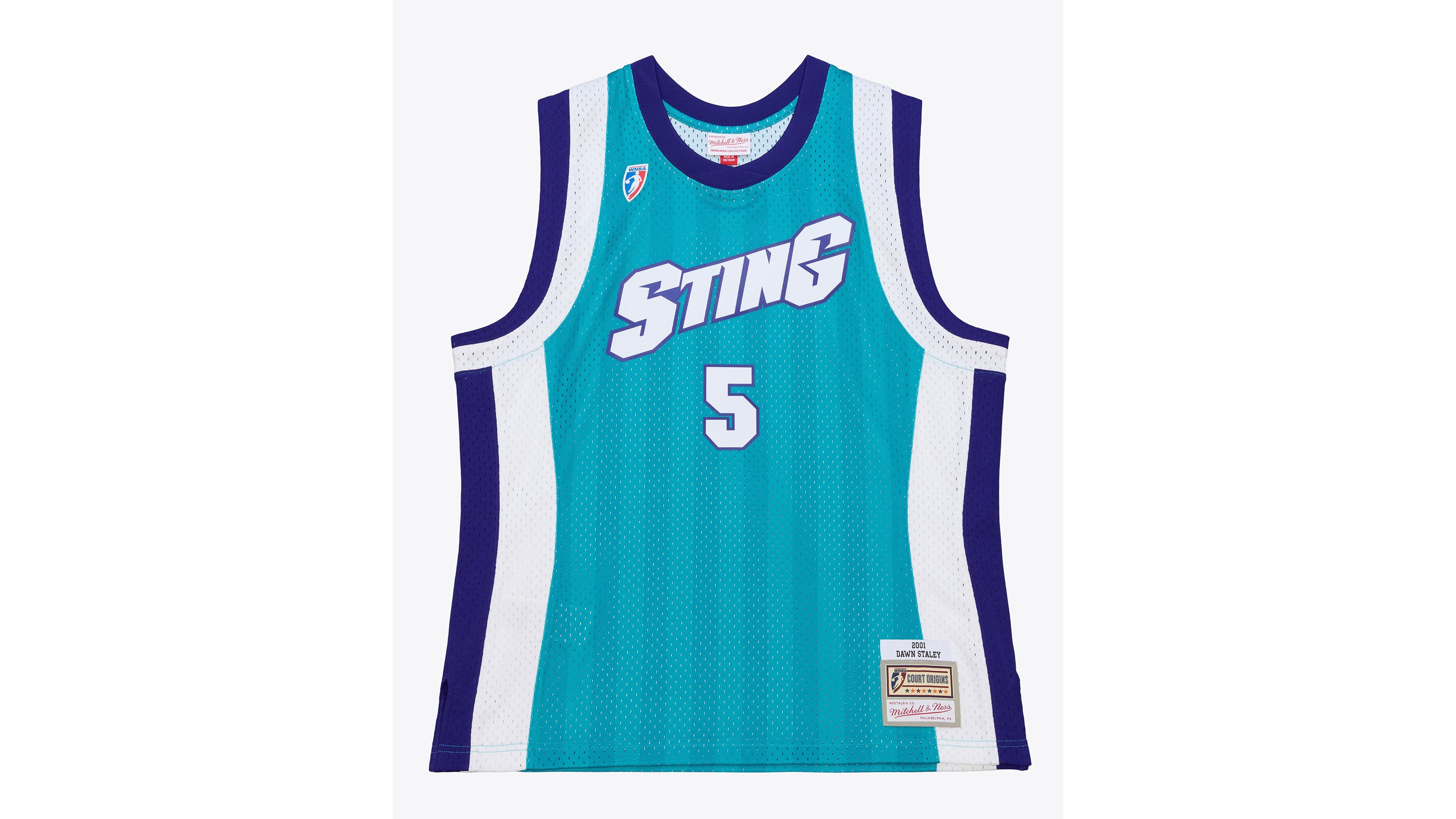 Men's and Women's Mitchell & Ness Dawn Staley Teal Charlotte Sting 2001 Swingman Jersey - Court Origins