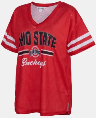 Women's Scarlet Ohio State Buckeyes Mesh Jersey Kickoff T-Shirt