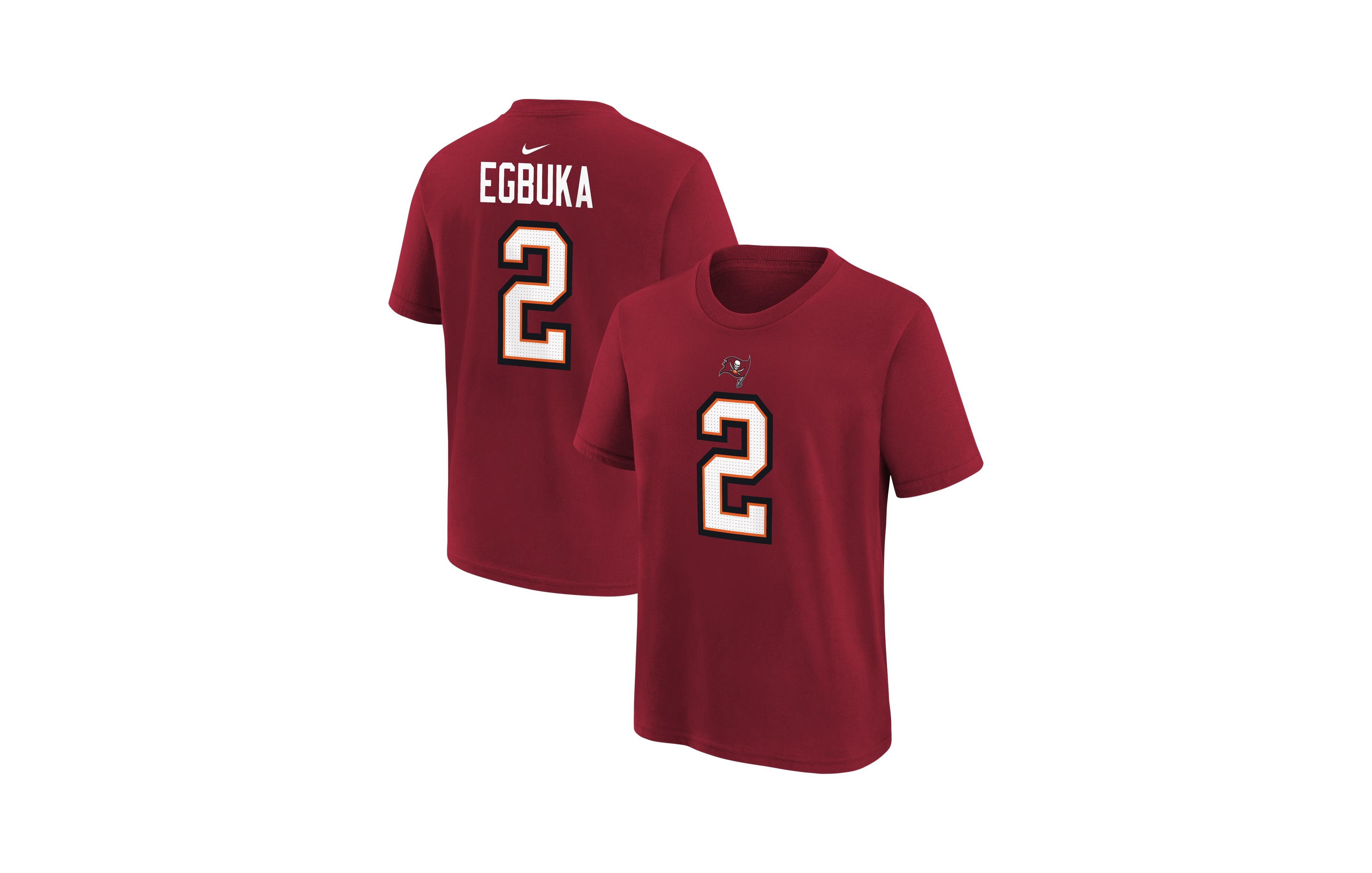 Nike Big Boys' and Girls' Emeka Egbuka Red Tampa Bay Buccaneers Player Name Number T-Shirt