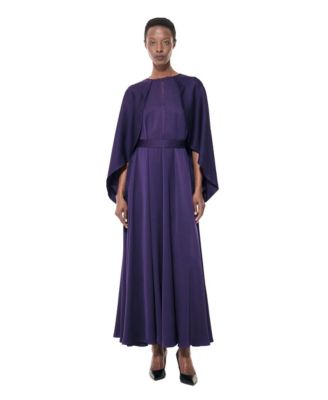 Women's Cape-Sleeve Belted A-Line Dress