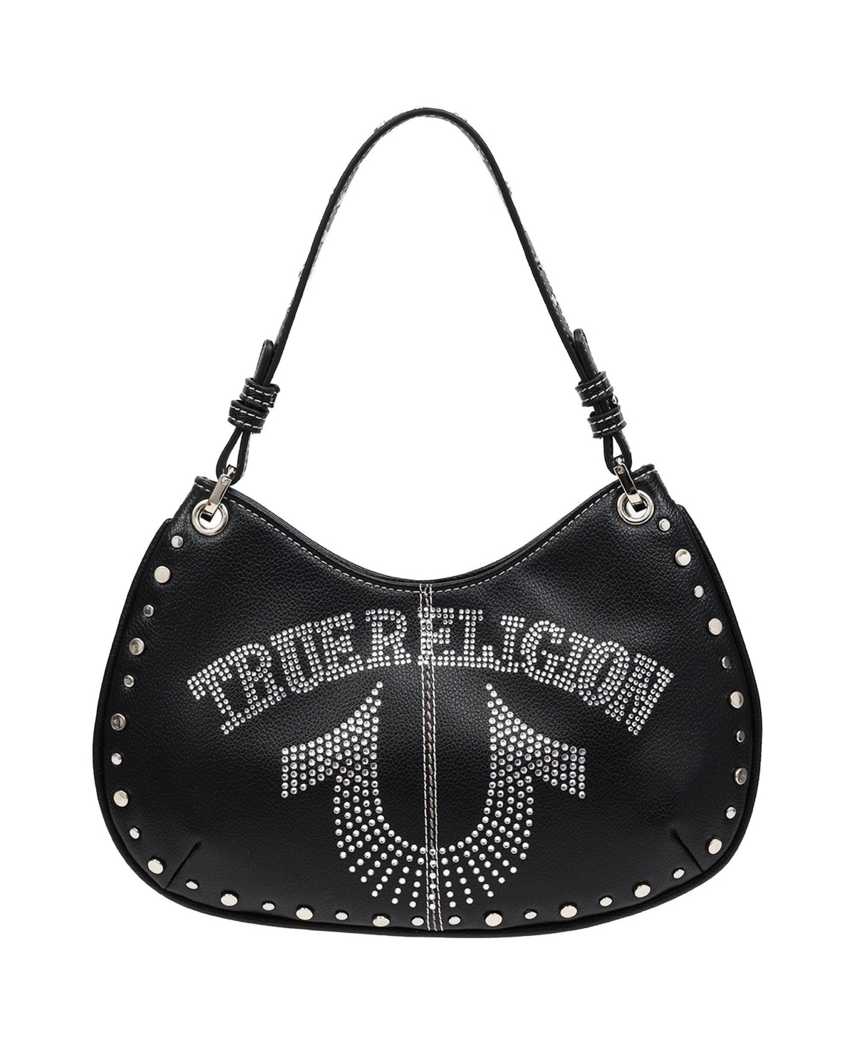 True Religion Studs and Bling Horseshoe Hobo Bag - Black