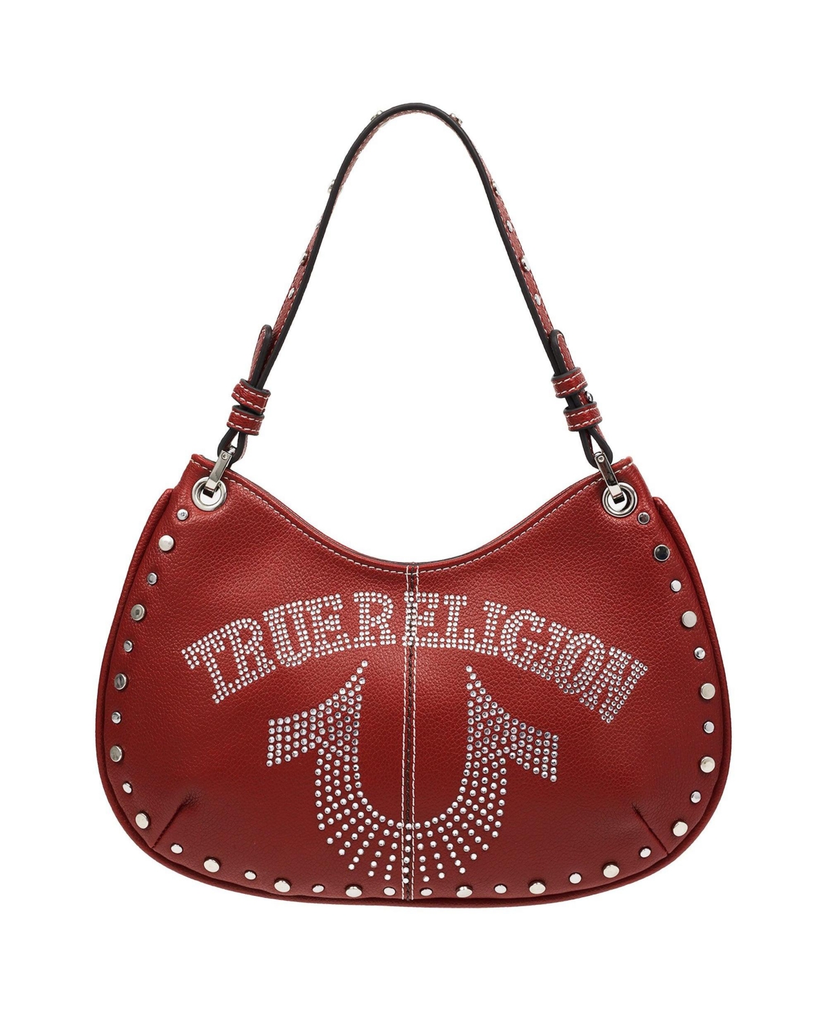 True Religion Women's Studs and Bling Horseshoe Hobo Bag in Red