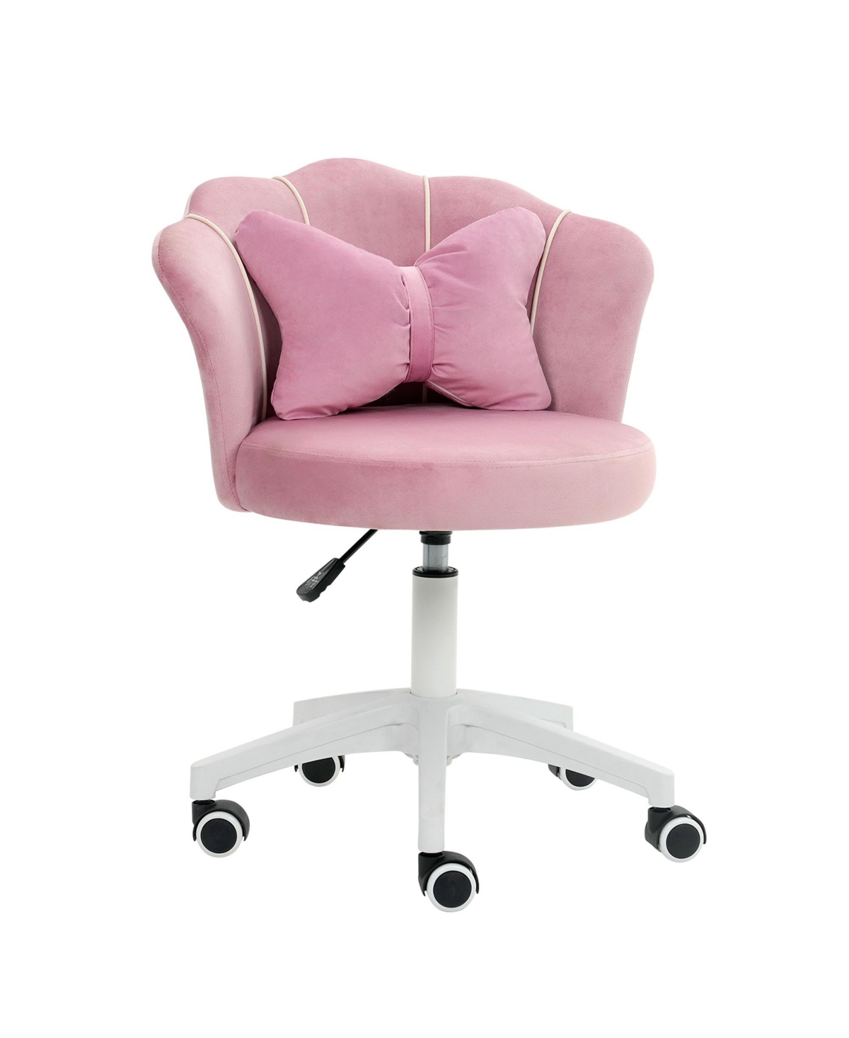 Dyhome Velvet Office Chair, 360 Swivel Adjustable Height Task Chair - Pink