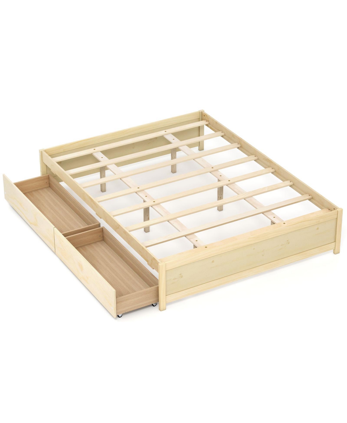Mecale Queen Bed Frame with 2 Rolling Storage Drawers