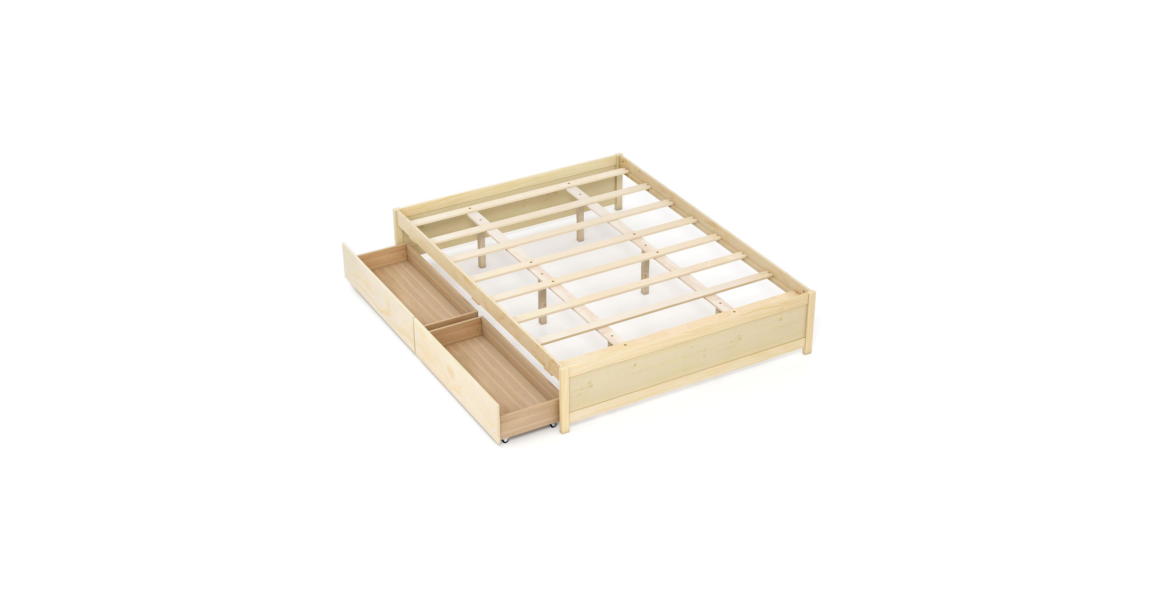 Mecale Queen Bed Frame with 2 Rolling Storage Drawers