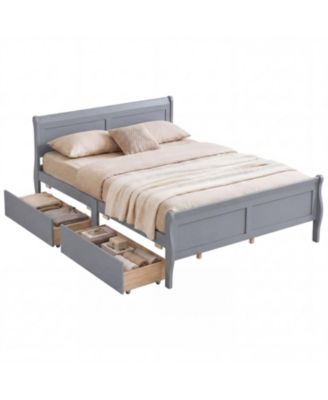 Queen Size Bed Frame with 2 Storage Drawers and Footboard