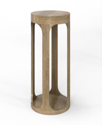 Heather 12" Mango Wood Round Open Accent Table