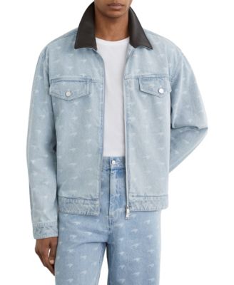 Men's Vortex McLaren Racing Grained-Leather-Collar Denim Jacket