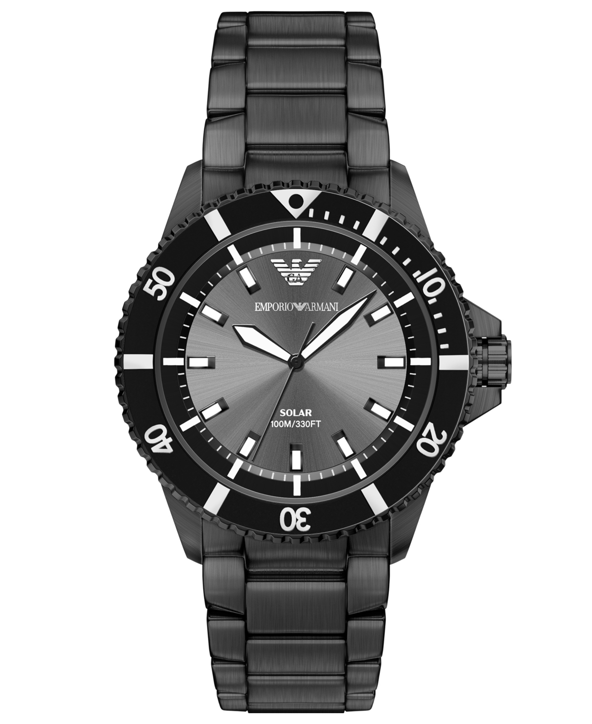 Emporio Armani Men's Solar Three-Hand World Explorer Stainless Steel Watch 42mm - Black