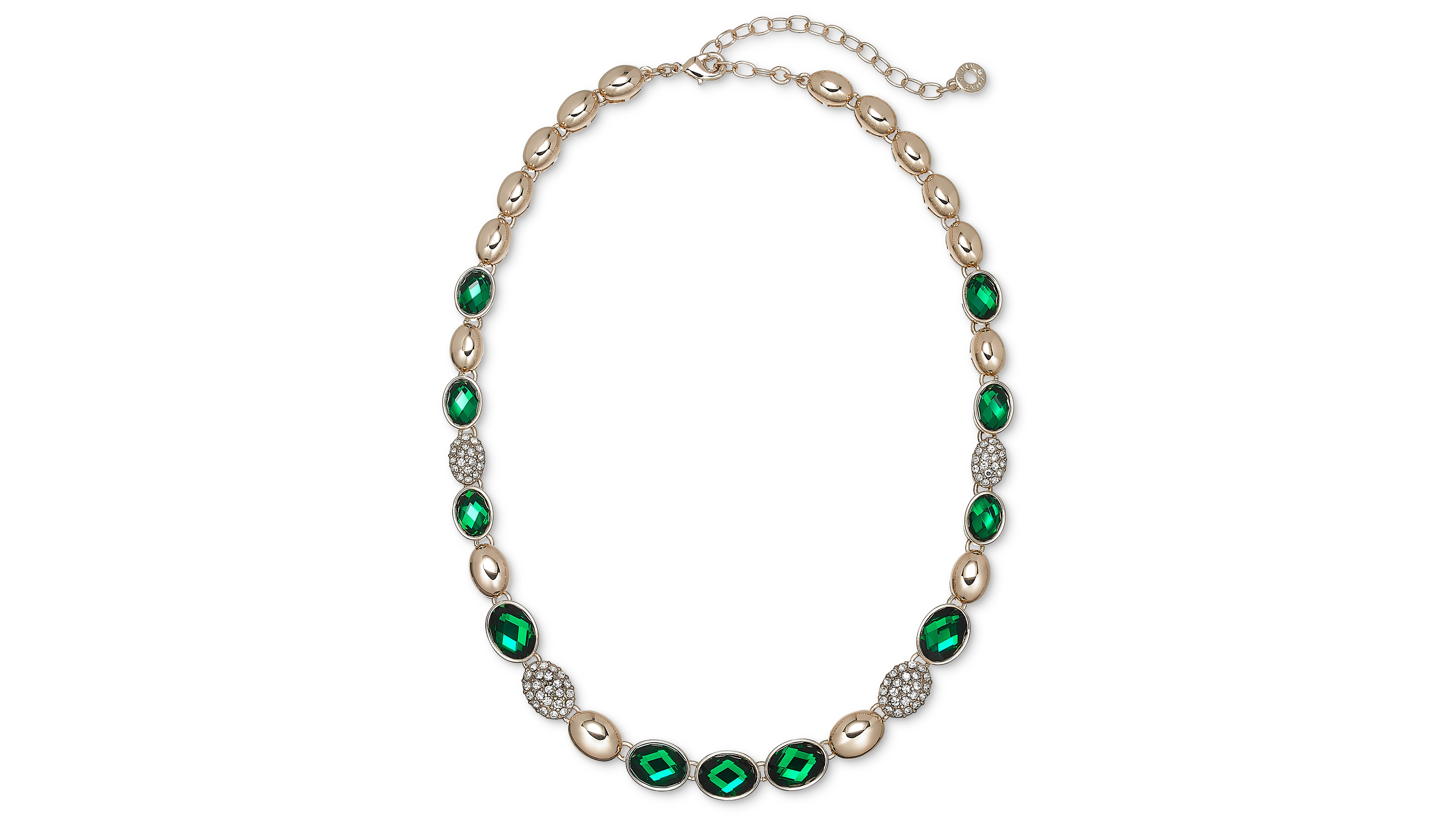Anne Klein Gold-Tone Crystal Emerald Domed Collar Necklace