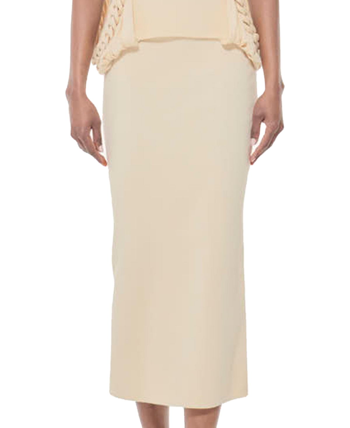 Leem Women's Midi Pencil Knit Skirt - Off white