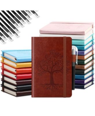 30 Set A6 Leather Pocket Notebook Journals With Pens Bulk Lined Hardcover For School Office Business Gift