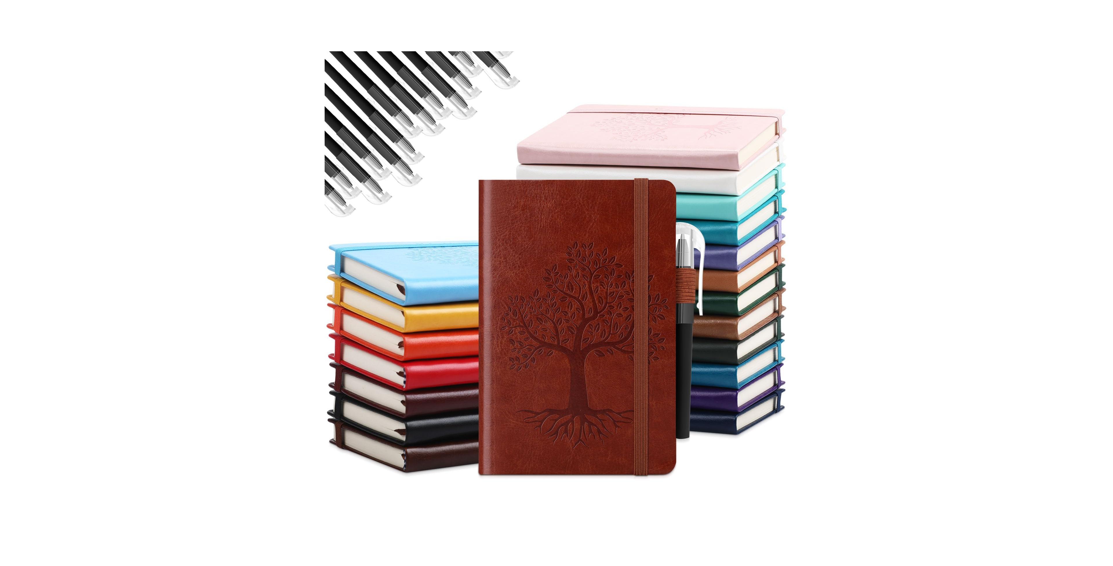 Danrong 30 Set A6 Leather Pocket Notebook Journals With Pens Bulk Lined Hardcover For School Office Business Gift