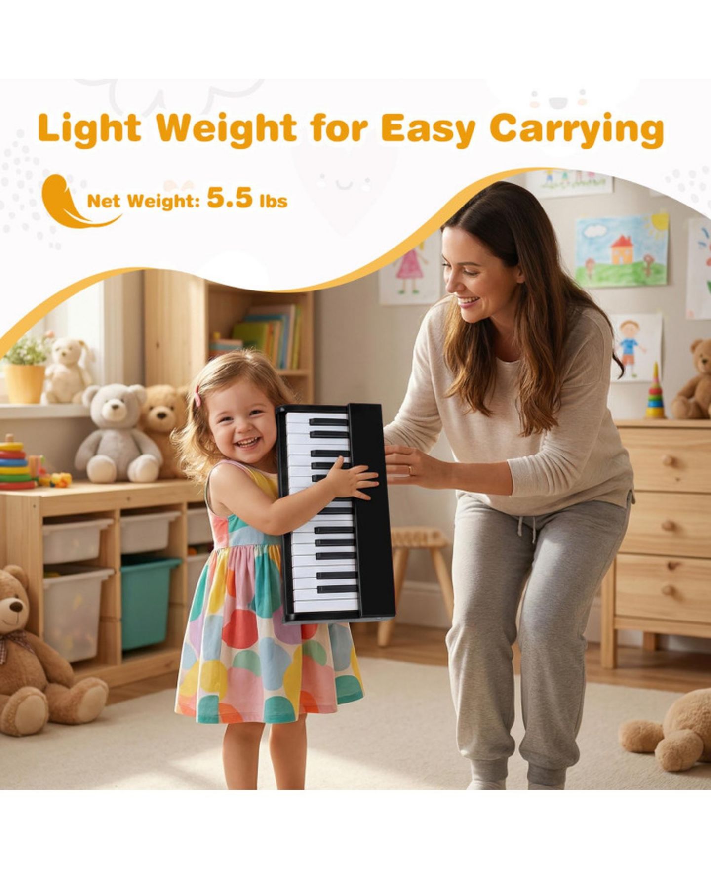 Детские игрушки SUGIFT Kids' Digital Piano Keyboard 30 Keys Beginner, 2-Piece Set, Ages 3+, цвет: Чёрный — фото 8