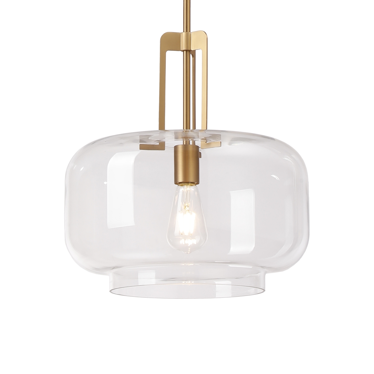 Parrot Uncle 15" Antique Brass Glass Adjustable Pendant Light Hanging Ceiling Light for Kitchen Island