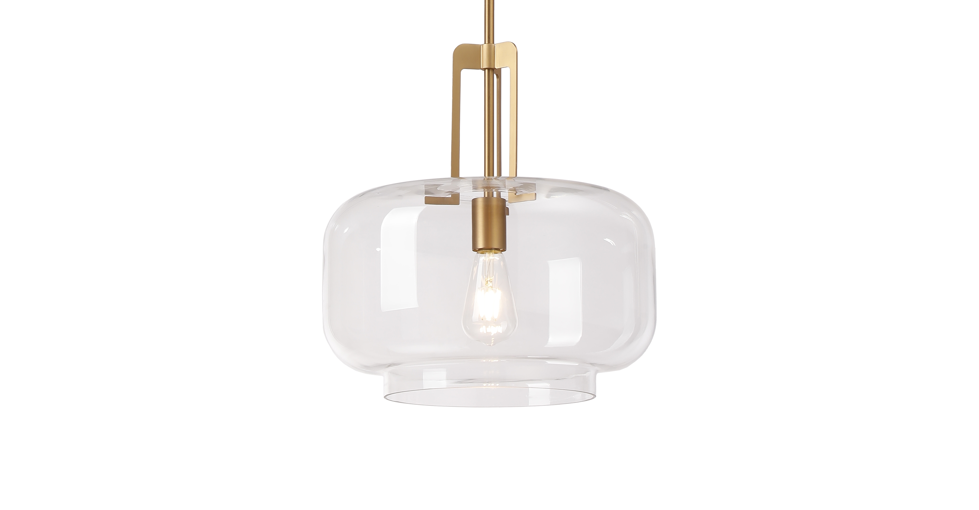 Parrot Uncle 15" Antique Brass Glass Adjustable Pendant Light Hanging Ceiling Light for Kitchen Island