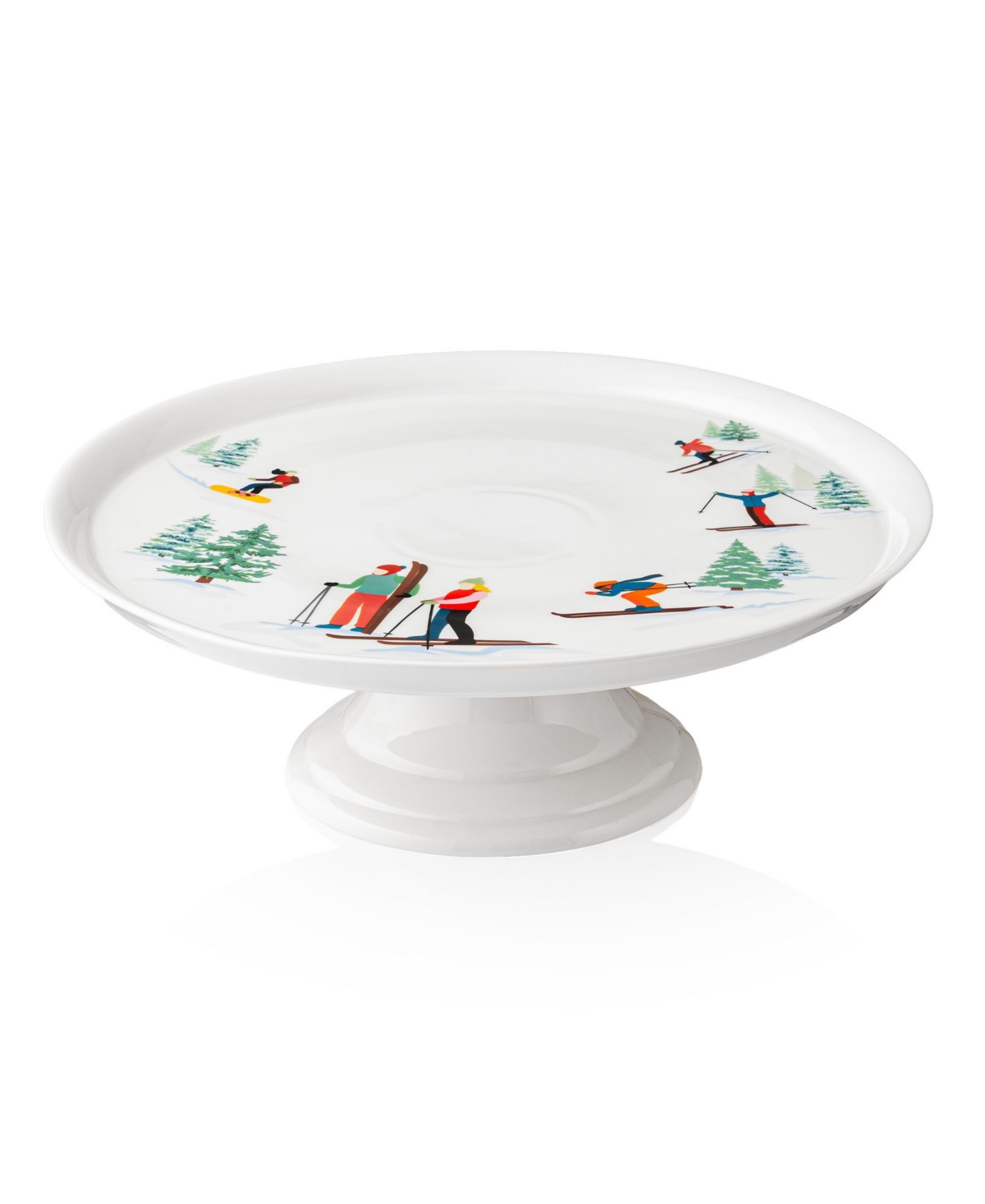 Godinger Ski Patrol Footed Cake Plate, 12" - Multicolor