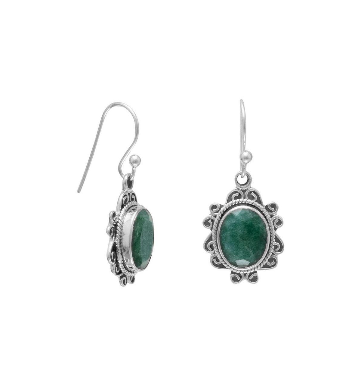 Curata Jewelry Sterling Silver Oxidized Beryl French Wire Earrings