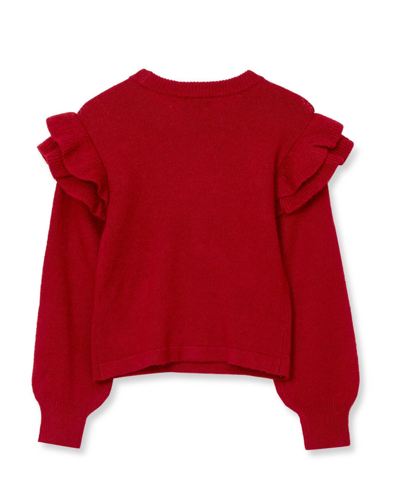 Свитер Lands' End Cable-Knit Ruffle Crewneck для девочек, цвет: Яркий красный — фото 2