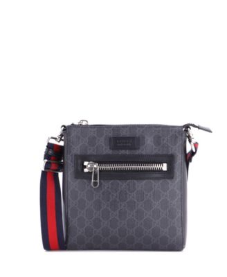 Small Web Strap Front Zip Messenger Bag GG Coated Canvas