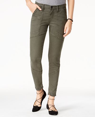 Flying Monkey Forest Green Wash Moto Skinny Jeans