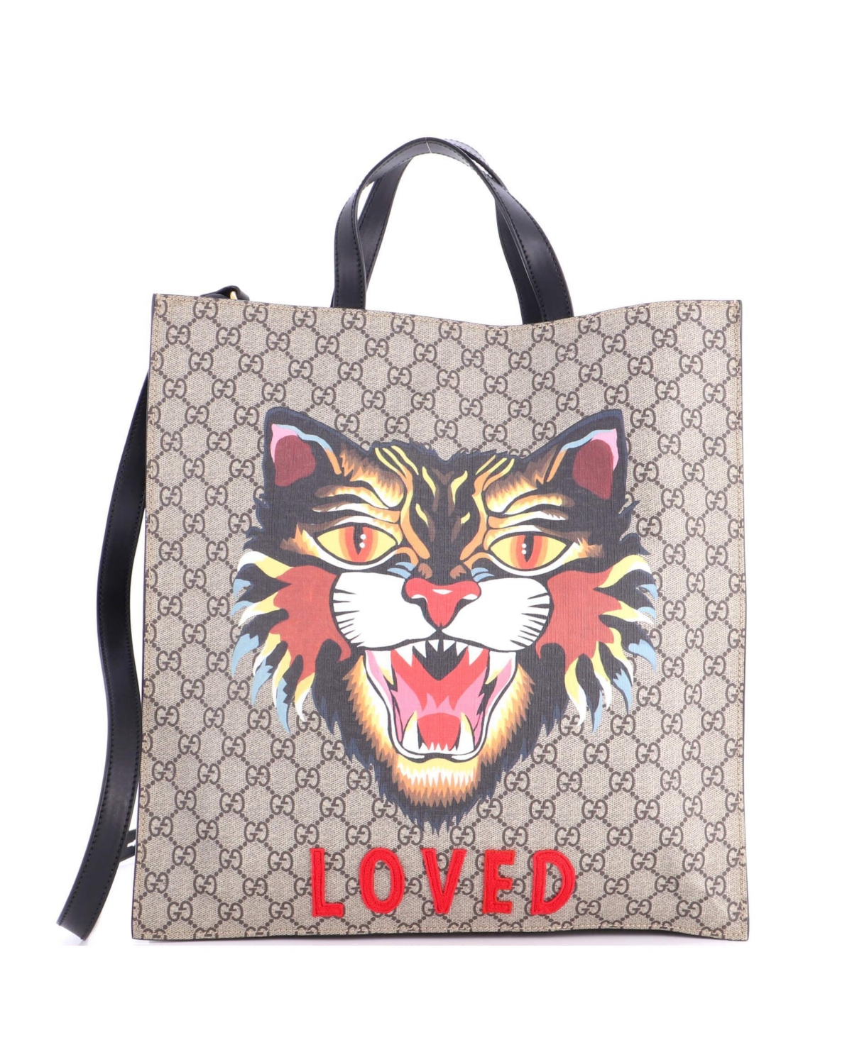 Gucci Tall Convertible Large Laptop Printed-gg Coated Canvas Tote