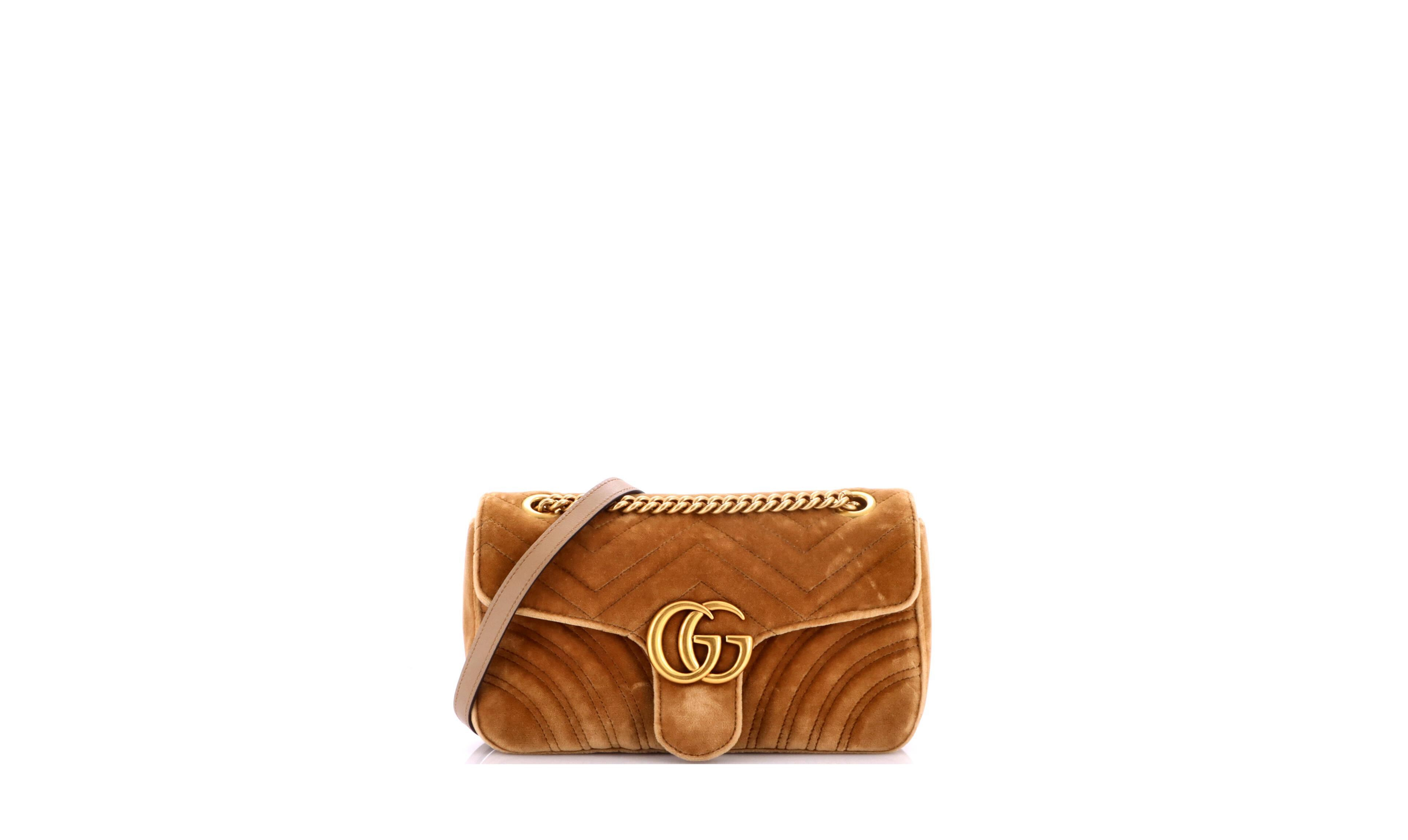 Pre-Owned Gucci Gg Marmont Small Velvet Shoulder Bag