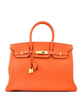 Pre-Owned Hermes Birkin 35 Handbag Orange Togo with Gold Hardware