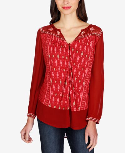 Lucky Brand Embroidered Printed Shirt