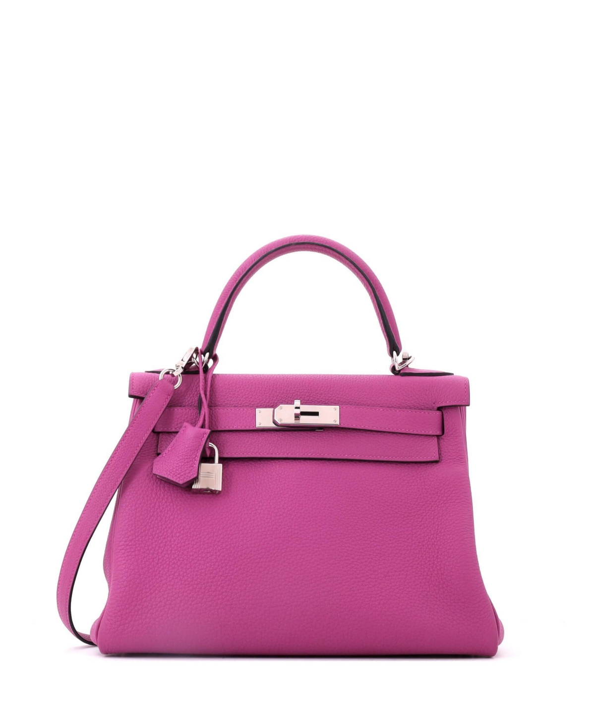 Pre-Owned Hermes Kelly 28 Handbag Pink Togo with Palladium Hardware