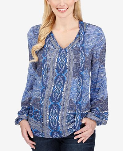 Lucky Brand Printed Peasant Top