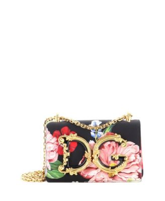 Pre-Owned Dolce and Gabbana Small DG Girls Flap Bag Printed Satin