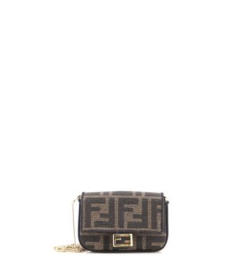 Nano Chain Baguette Zucca Coated Canvas Charm Bag