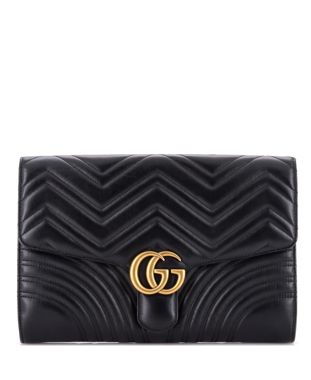 Pre-Owned Gucci Gg Marmont Flap Clutch Matelasse Leather