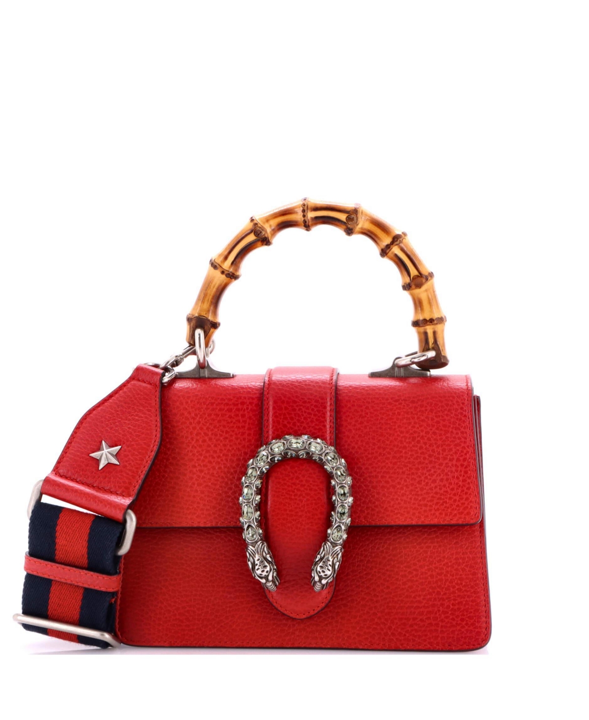 Pre-Owned Gucci Mini Dionysus Bamboo Top Handle Bag Leather - Red