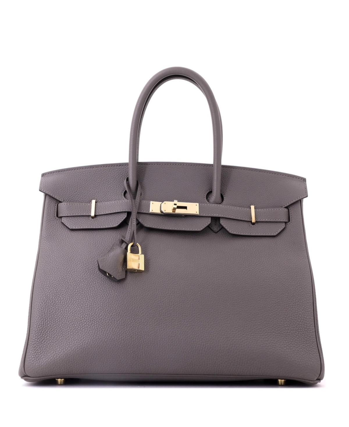 Pre-Owned Hermes Birkin 35 Gold-Tone Hardware Satchel - Grey